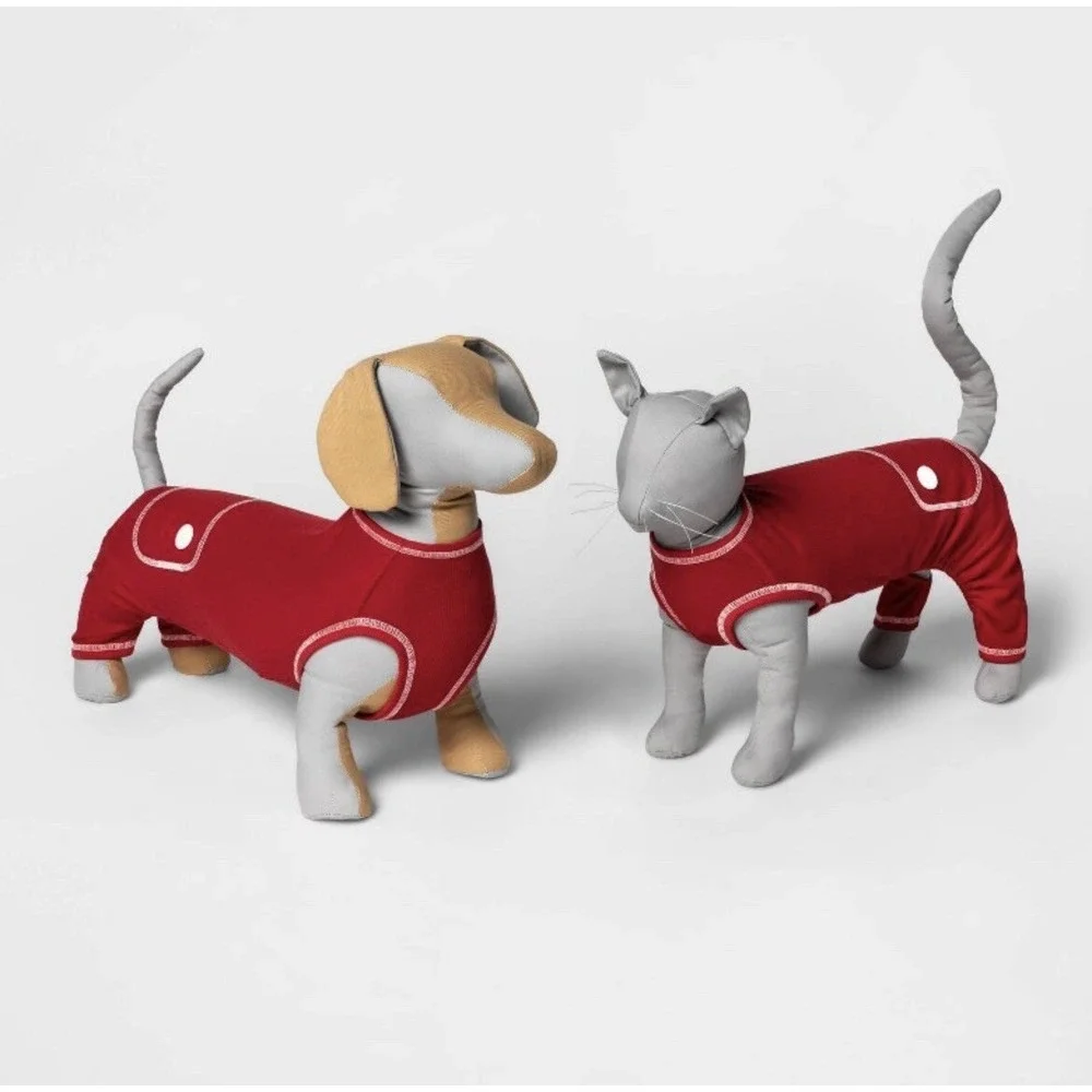 Wonder Shop Red Dog and Cat‎ Union Suit Christmas Holiday Pajamas Small NWT
